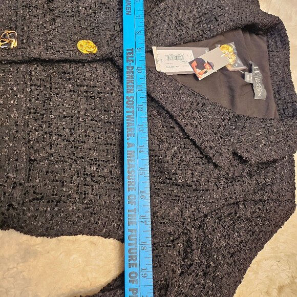 Worthington X Jason Bolden Women's Black Tweed Two Buttons Jacket - Picture 4 of 11